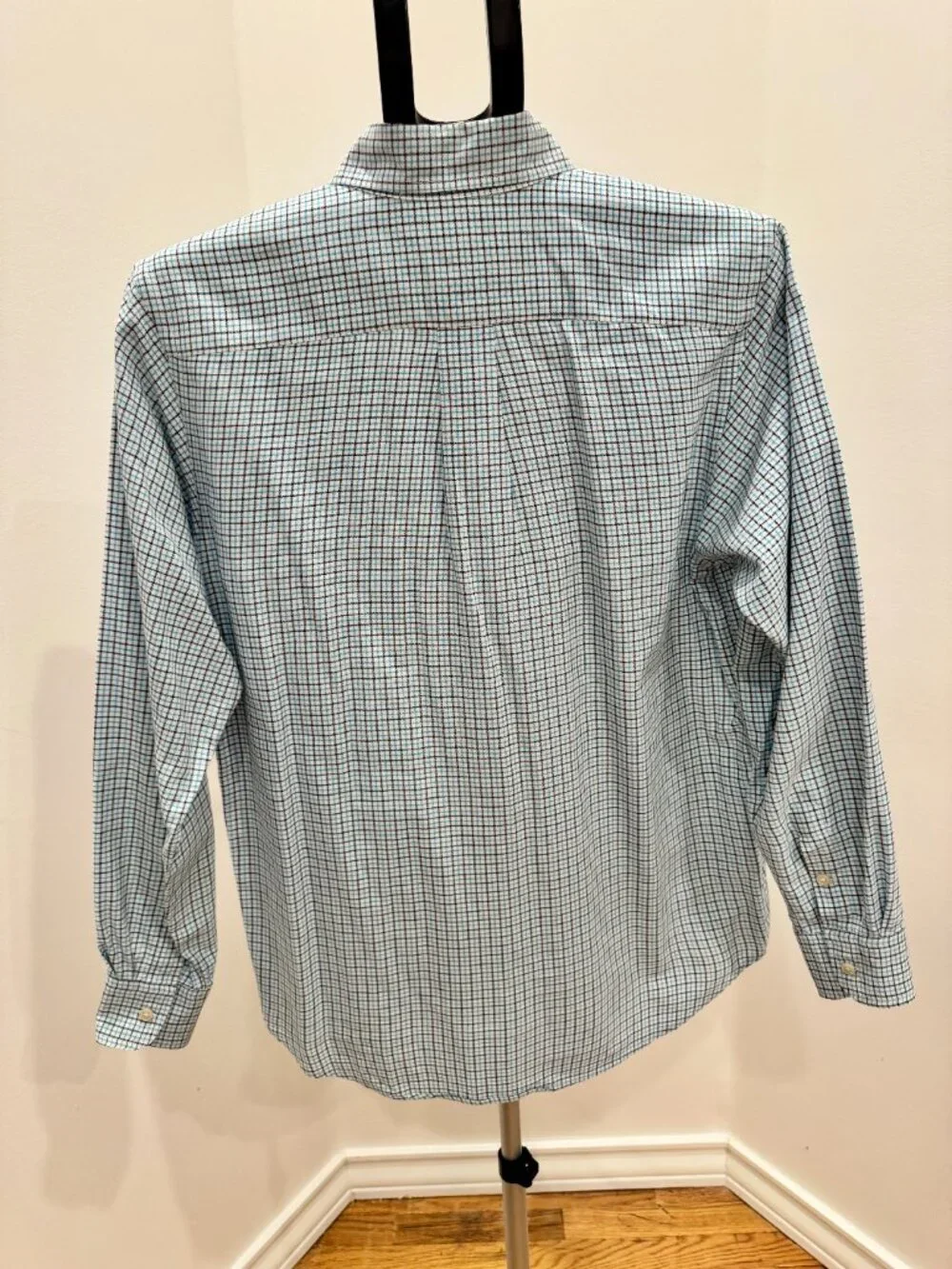 Polo Ralph Lauren Plaid Button Down Shirt Youth XL 18-20 Teal Navy Mens XS EUC